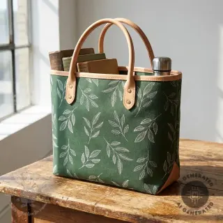 Tkanina dekoracyjna Linenlook Elegant leaf branch army