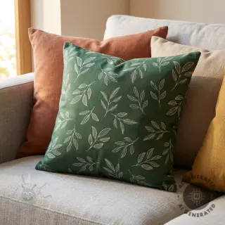 Tkanina dekoracyjna Linenlook Elegant leaf branch army