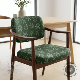 Tkanina dekoracyjna Linenlook Elegant leaf branch army