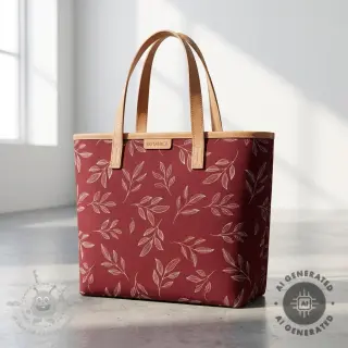 Tkanina dekoracyjna Linenlook Elegant leaf branch wine