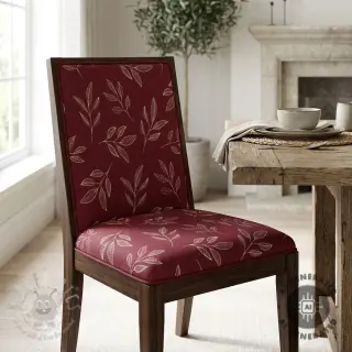 Tkanina dekoracyjna Linenlook Elegant leaf branch wine