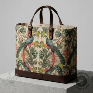Tkanina dekoracyjna Linenlook Leafy paradise bird digital print