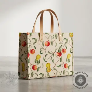 Tkanina dekoracyjna Linenlook Apple pear branch digital print