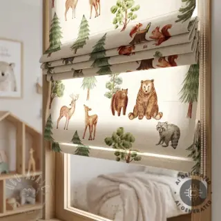 Tkanina dekoracyjna Linenlook Wildwood animal scene digital print