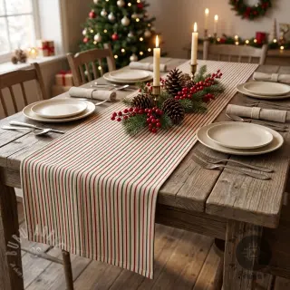 Tkanina dekoracyjna Linenlook Little Xmas stripe