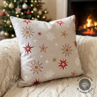 Tkanina dekoracyjna Linenlook Magic star red gold