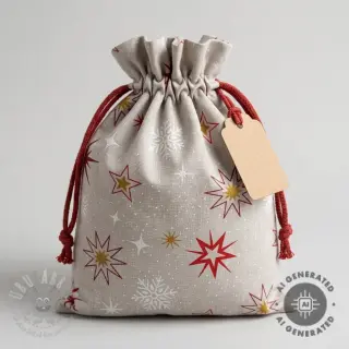 Tkanina dekoracyjna Linenlook Magic star red gold