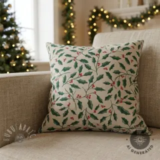 Tkanina dekoracyjna Linenlook Holly branch Xmas