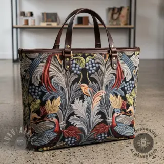 Tkanina dekoracyjna GOBELIN premium Leafy paradise bird
