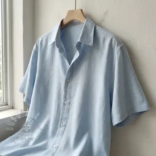 Tkanina wiskozowa z lnem WASHED light blue