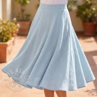 Tkanina wiskozowa z lnem WASHED light blue