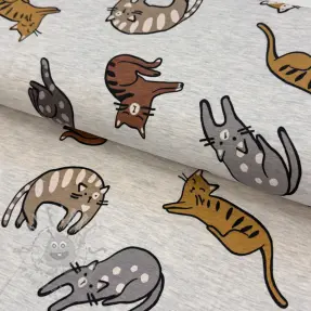 Jersey Lazy cats ecru melange