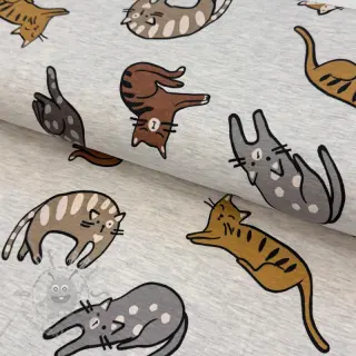 Jersey Lazy cats ecru melange
