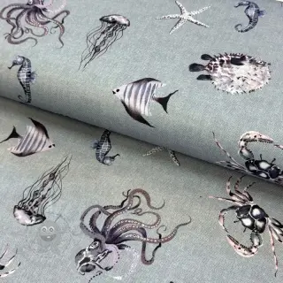 Tkanina dekoracyjna Underwater animals grey digital print