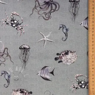 Tkanina dekoracyjna Underwater animals grey digital print