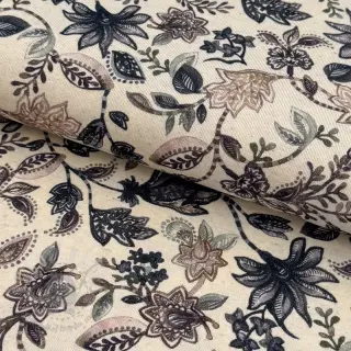 Jersey bawełniano-lniana Flowers navy digital print