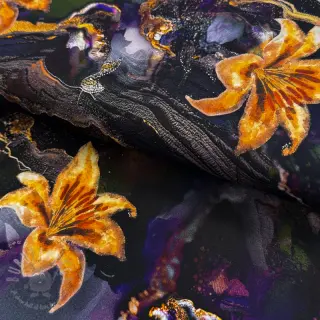 Tkaniny wieczorowe i damskie PUNTA DI ROMA Flowers black digital print