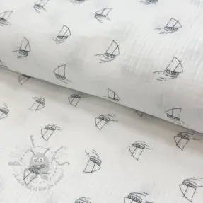 Muślin double gauze Boats white