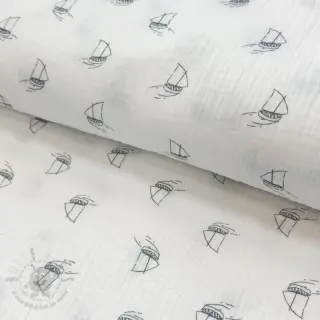 Muślin double gauze Boats white