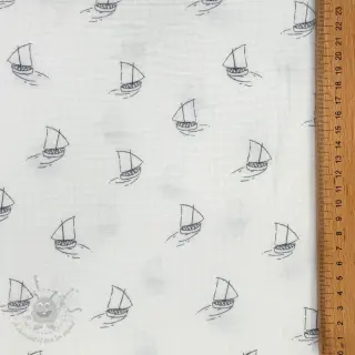 Muślin double gauze Boats white