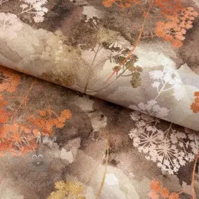 Tkanina dekoracyjna Flowers toffee digital print