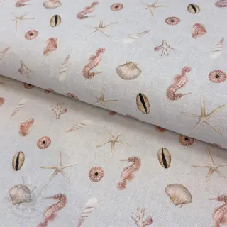 Tkanina dekoracyjna Shells linen ecru digital print