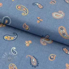 Bavlnená látka JEANS Paisley blue shadow