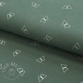 Drobny Sztruks GLITTER Butterflies sage