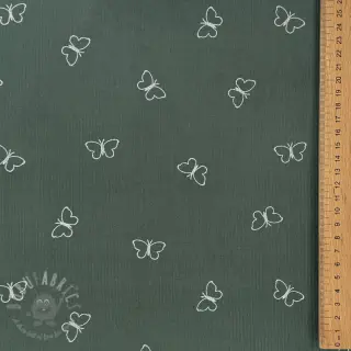 Drobny Sztruks GLITTER Butterflies sage