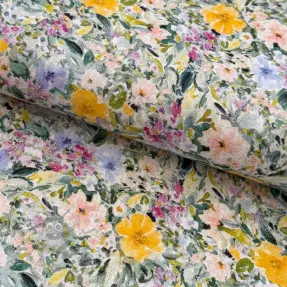 Tkanina wiskozowa z lnem CREPE Flowers Simi digital print