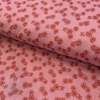 Muślin double gauze EMBROIDERY Tossed flowers blush