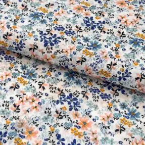 Bawełniana tkanina VOILE Flowers blue digital print