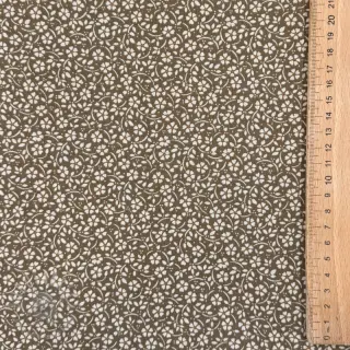 Bawełniana tkanina Flowers and dots moss green