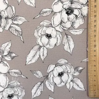 Tkanina dekoracyjna Flowers taupe digital print
