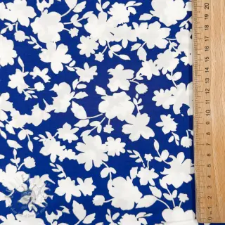 Wiskoza STRETCH Flowers cobalt