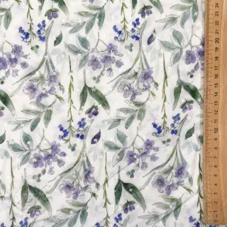 Wiskoza DOBBY Flowers white digital print