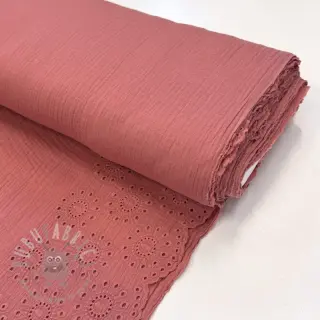Muślin double gauze 1-side border blush