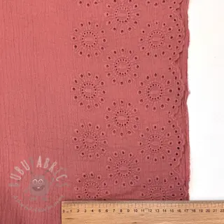 Muślin double gauze 1-side border blush