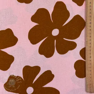 Tkanina wiskozowa z lnem Flowers light pink