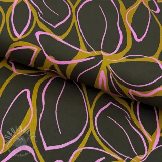 Wiskoza ROSELLA STRETCH Abstract flow dark green