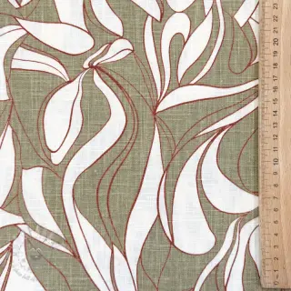 Len z bawelną WASHED Abstract olive