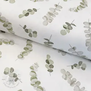 Tkanina dekoracyjna Eucalyptus white green digital print