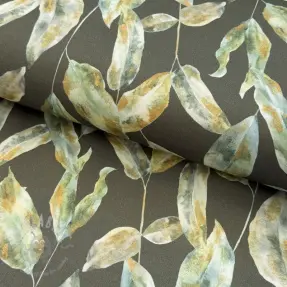 Tkanina dekoracyjna Leaves army green digital print