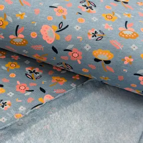 Dresówka drapana Flowers smoke blue melange