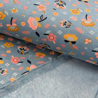 Dresówka drapana Flowers smoke blue melange