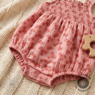 Muślin double gauze EMBROIDERY Tossed flowers blush