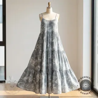 Muślin double gauze TIE DYE rock grey