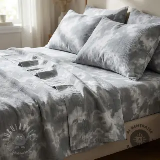 Muślin double gauze TIE DYE rock grey