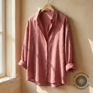 Muślin double gauze STONE WASHED light rose