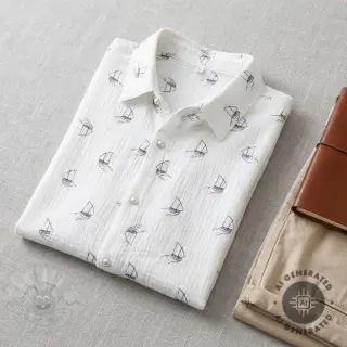 Muślin double gauze Boats white